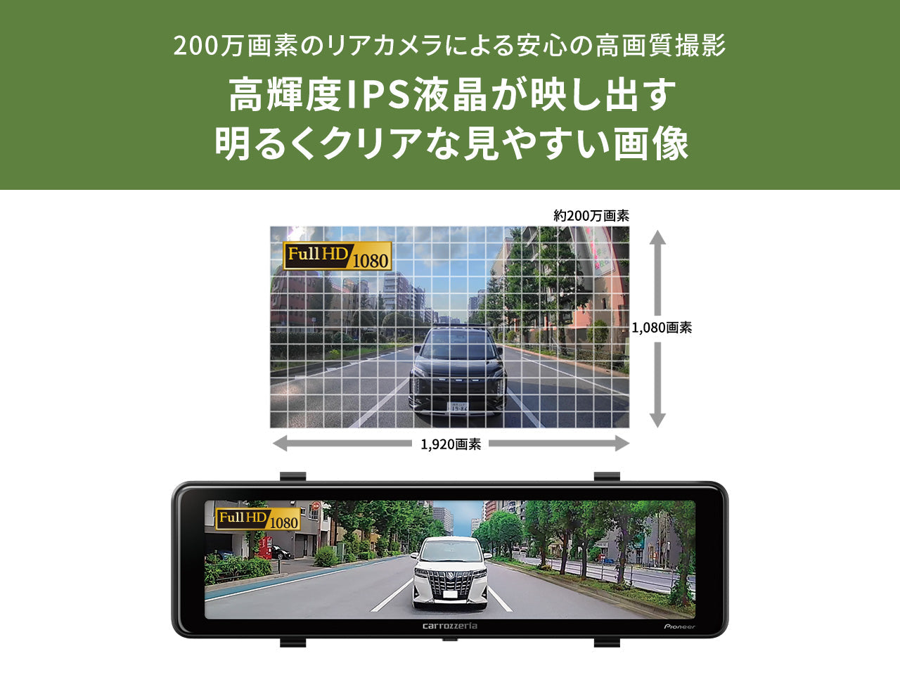 200万画素 フルHD デジタルミラー MSD-DM300