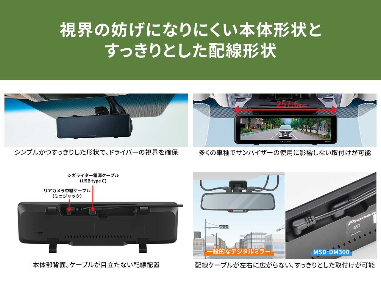 200万画素 フルHD デジタルミラー MSD-DM300