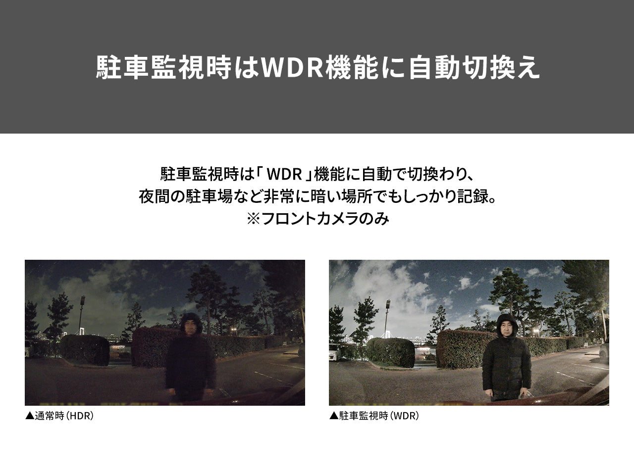 前後2カメラ 370万画素 24時間駐車監視 ドライブレコーダーユニット VREC-DH610D