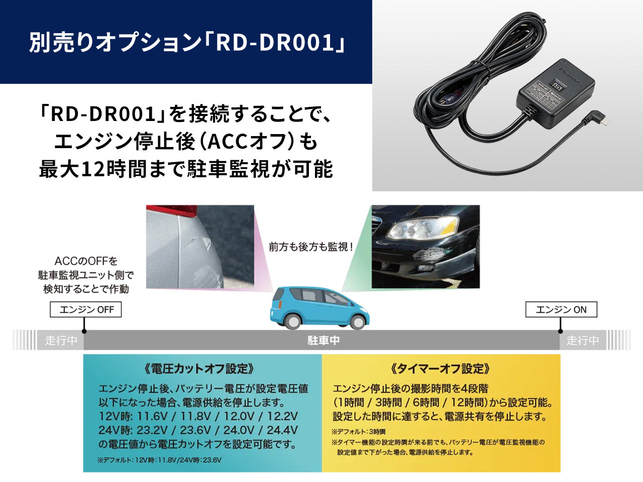 前後2カメラ フルHD高画質 ドライブレコーダーユニット VREC-DZ210D